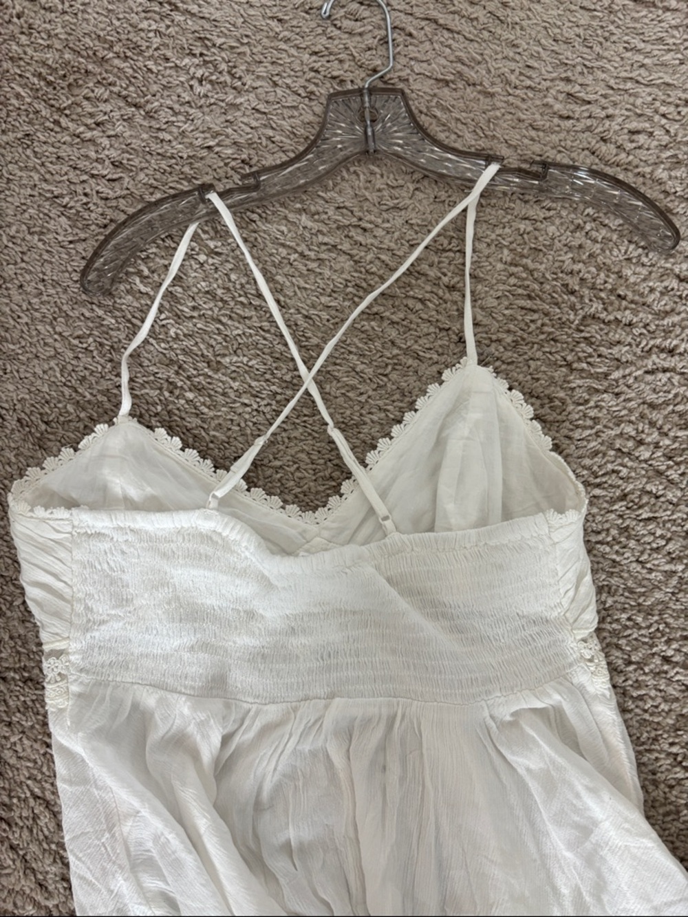 Kimchi Blue White Lace-Trim Spaghetti Strap Handkerchief Hem Top - Picture 5 of 6